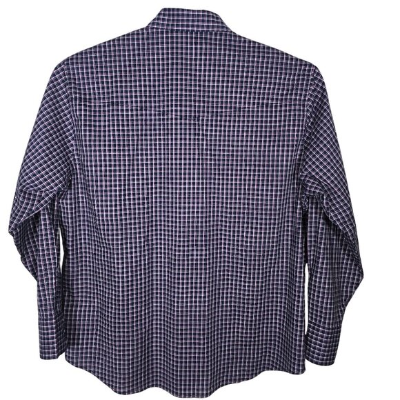 Wrangler Pearl Snap Long Sleeve Shirt XXL Men's Blue Purple‎ Plaid - Picture 3 of 6